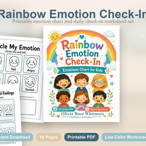 Registro de emociones arcoíris / Tabla de emociones para niños / PDF imprimible / Descarga digital imagen 2