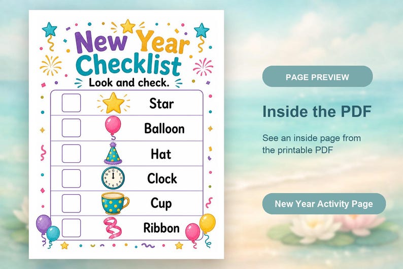 Sparkle Neujahrs-Tätigkeitsseiten | Neujahrs-aktivitätsblätter | Druckbare PDF | Digitaler Download Bild 10