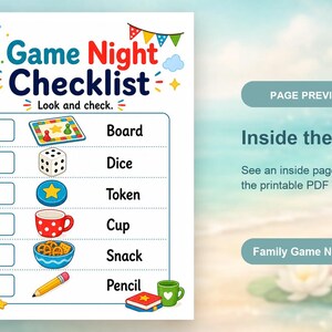 Sternenklare Familienspielnacht Seiten | Familien Spiel Nacht Seiten | Druckbare PDF | Digitaler Download Bild 10