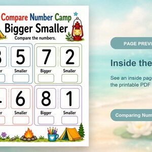 Compare Number Camp | Comparing Numbers Worksheets | Printable PDF | Digital Download image 10