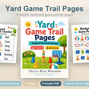 Yard Game Trail Pages | Backyard Game Activity Pages | Printable PDF | Digital Download image 2