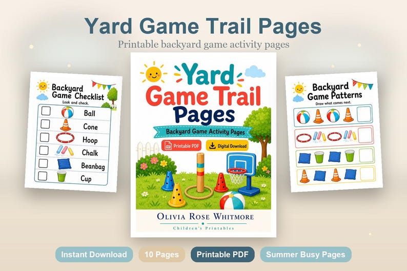 Yard Game Trail Pages | Backyard Game Activity Pages | Printable PDF | Digital Download image 2