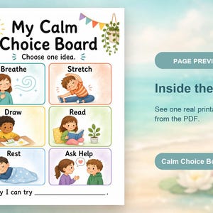 Calm Choice Board | Calm Down Choice Board | Printable PDF | Digital Download image 10