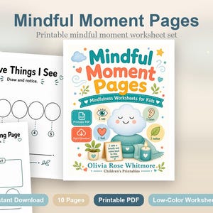 Páginas de Momentos de Atención Plena / Hojas de Trabajo de Atención Plena para Niños / PDF Imprimible / Descarga Digital imagen 2
