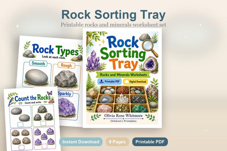 Rock Sorting Tray | Rocks and Minerals Worksheets | Printable PDF | Digital Download image 2