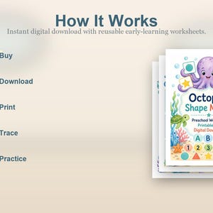 Octopusvormovereenkomst | Werkbladen voor kleuters | Afdrukbare pdf | Digitale download afbeelding 4