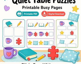 Quiet Table Puzzles | Printable Busy Pages | Printable PDF | Digital Download