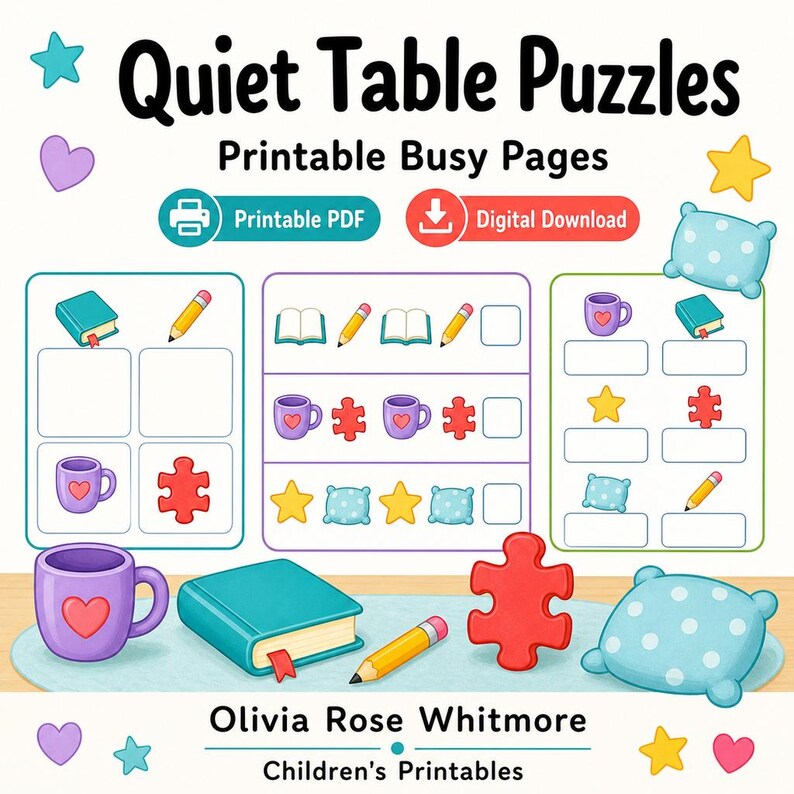 Quiet Table Puzzles | Druckbare besetzten Seiten | Druckbare PDF | Digitaler Download Bild 1