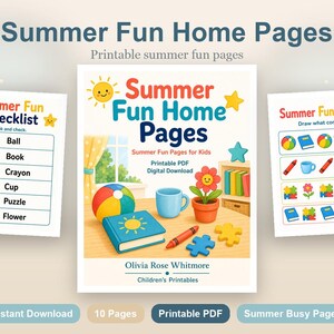 Summer Fun Homepages | Sommerspass Seiten für Kinder | Druckbare PDF | Digitaler Download Bild 2