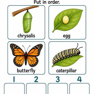 Schmetterling Gartenstufen | Schmetterling Lebenszyklus Arbeitsblatt | Druckbare PDF | Digitaler Download Bild 4