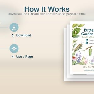 Schmetterling Gartenstufen | Schmetterling Lebenszyklus Arbeitsblatt | Druckbare PDF | Digitaler Download Bild 8
