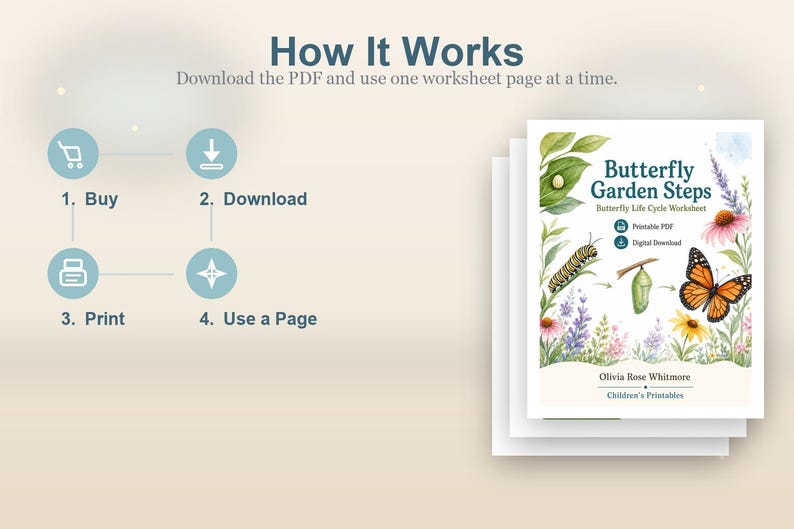 Schmetterling Gartenstufen | Schmetterling Lebenszyklus Arbeitsblatt | Druckbare PDF | Digitaler Download Bild 8