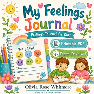 Tagebuch über Gefühle | Gefühle Journal für Kinder | Druckbare PDF | Digitaler Download Bild 1