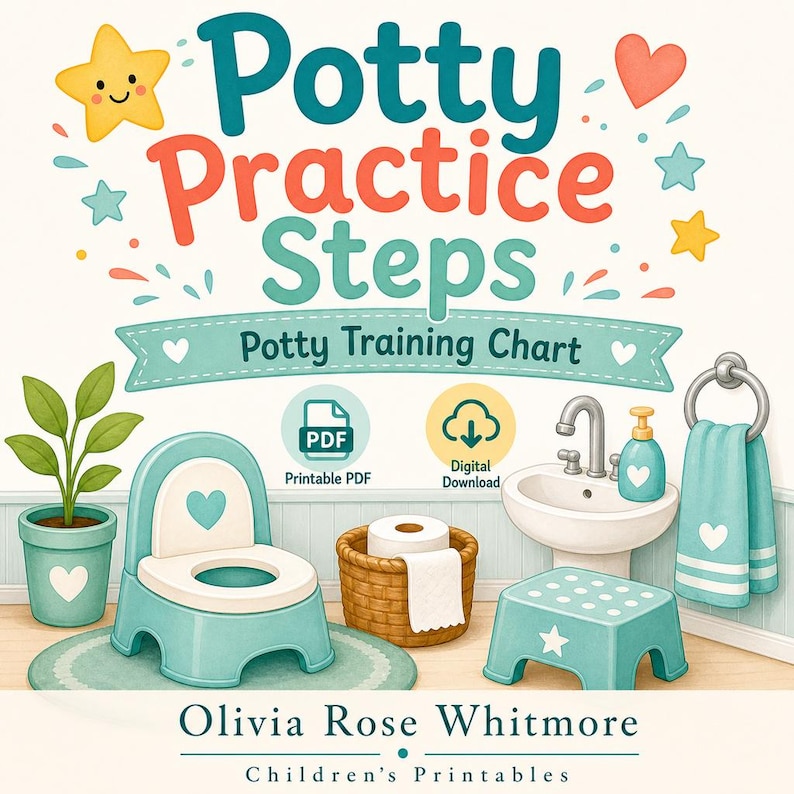 Potty Practice Steps | Potty Training Chart | Printable PDF | Digital Download image 1