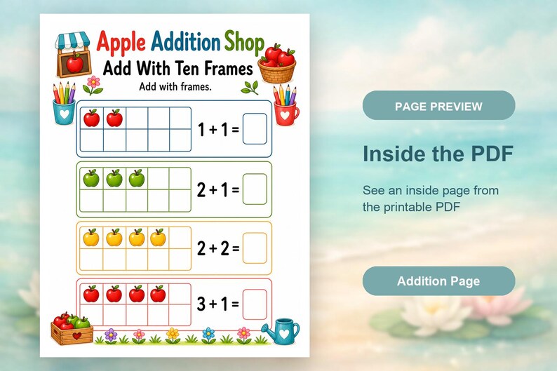 Apple Addition Shop | Additionsblad | Utskrivbar PDF | Digital nedladdning bild 10