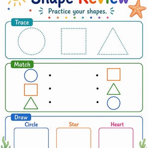 Sunny Shape Builders | Vormwerkbladen | Afdrukbare pdf | Digitale download afbeelding 7