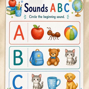 Backpack Beginning Sounds | Beginning Sounds Worksheets | Printable PDF | Digital Download image 9