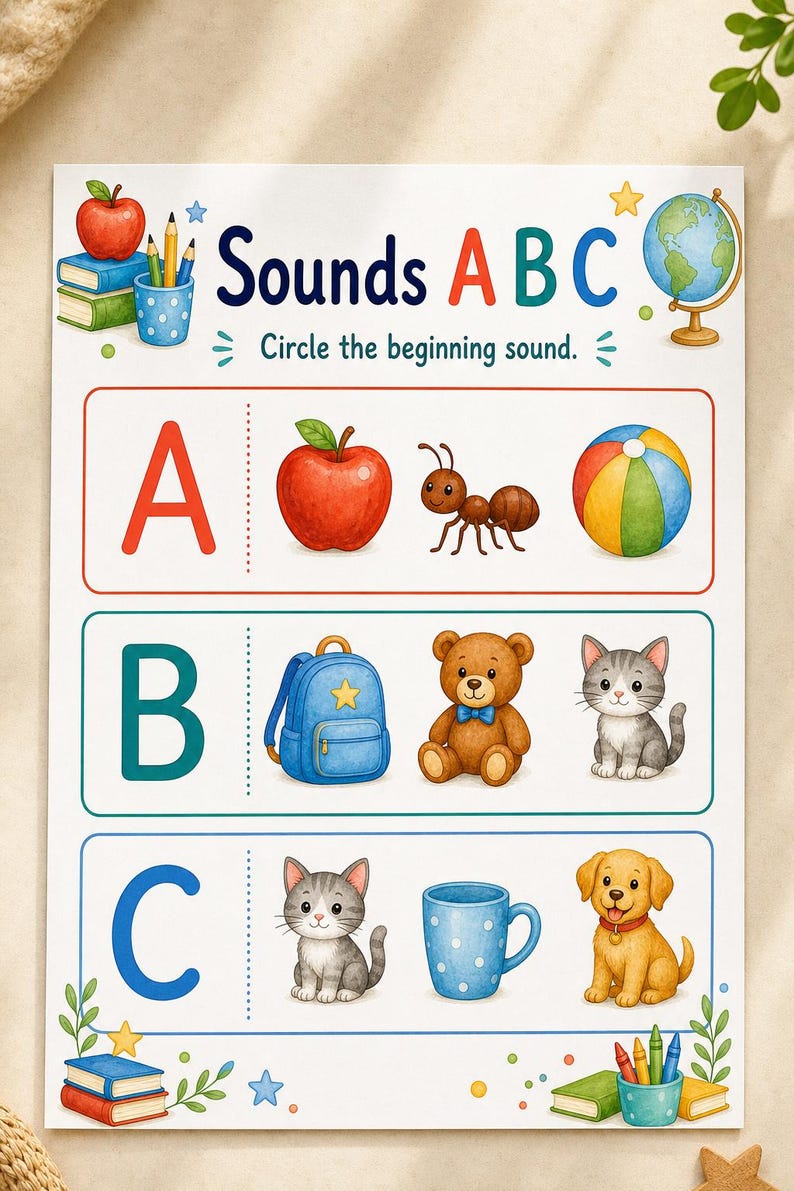 Backpack Beginning Sounds | Beginning Sounds Worksheets | Printable PDF | Digital Download image 9