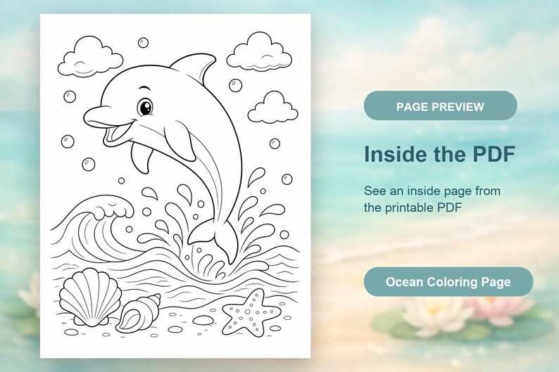 Kleurplaten Ocean Friends | Oceaan kleurplaten | Afdrukbare pdf | Digitale download afbeelding 10