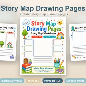 Pagine per disegnare mappe narrative / Schede di lavoro per mappe narrative / PDF stampabile / Download digitale immagine 2