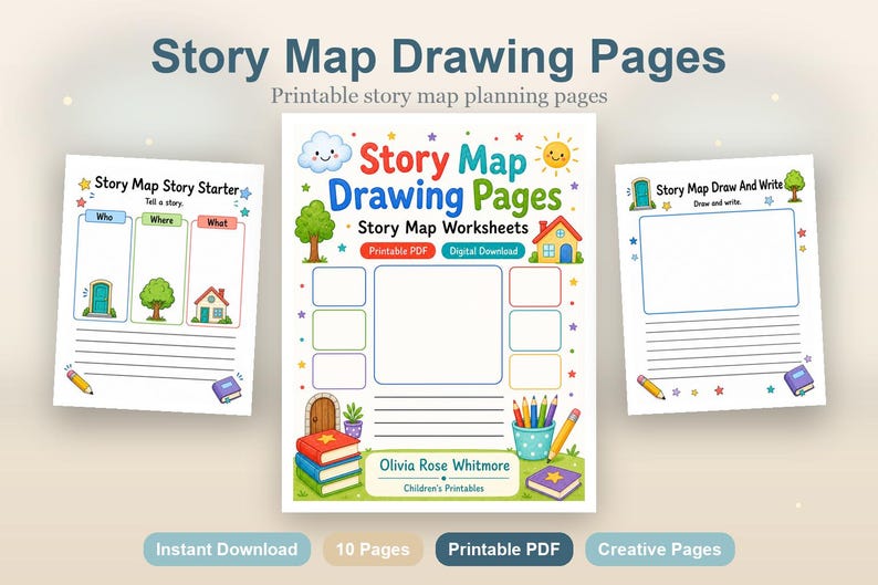 Pagine per disegnare mappe narrative / Schede di lavoro per mappe narrative / PDF stampabile / Download digitale immagine 2