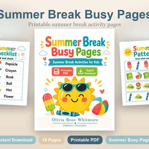 Summer Break Busy Pages | Summer Break Activities for Kids | Printable PDF | Digital Download image 2
