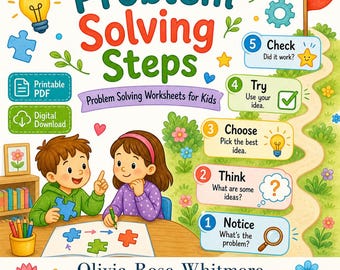 Pasos para la resolución de problemas / Hojas de trabajo para la resolución de problemas para niños / PDF imprimible / Descarga digital