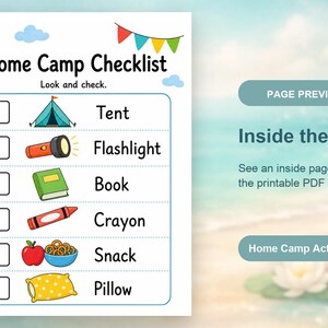Páginas para atividades aconchegantes em casa | Páginas de atividades para acampamento em casa | PDF para imprimir | Download digital imagem 10