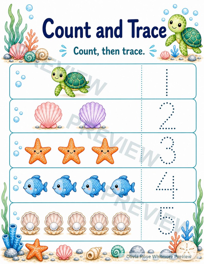Ocean Frühlern-Starter XL | Vorschul Arbeitsblätter | Druckbare PDF | Digitaler Download Bild 4