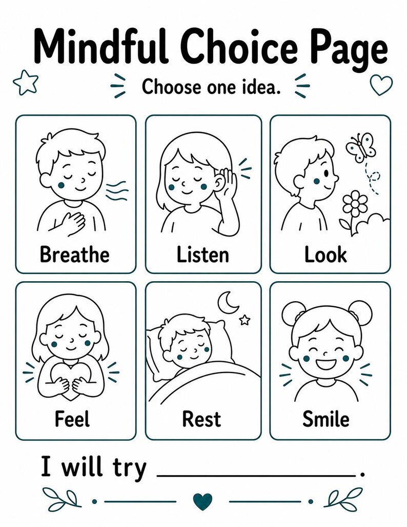 Páginas de Momentos de Atención Plena / Hojas de Trabajo de Atención Plena para Niños / PDF Imprimible / Descarga Digital imagen 7