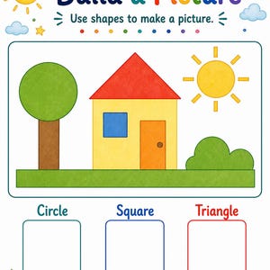 Sunny Shape Builders | Vormwerkbladen | Afdrukbare pdf | Digitale download afbeelding 6