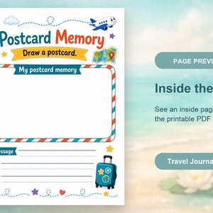 Postcard Memory Pages | Travel Journal for Kids | Printable PDF | Digital Download image 10