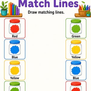 Match Color Jar | Werkbladen voor kleursortering | Afdrukbare pdf | Digitale download afbeelding 4