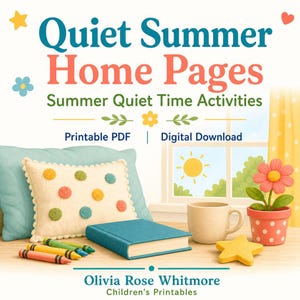 Quiet Summer Home Pages | Summer Quiet Time Activities | Printable PDF | Digital Download image 1