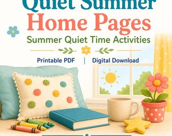 Páginas de inicio para un verano tranquilo / Actividades para momentos de tranquilidad en verano / PDF imprimible / Descarga digital