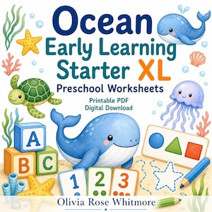 Ocean Frühlern-Starter XL | Vorschul Arbeitsblätter | Druckbare PDF | Digitaler Download Bild 1