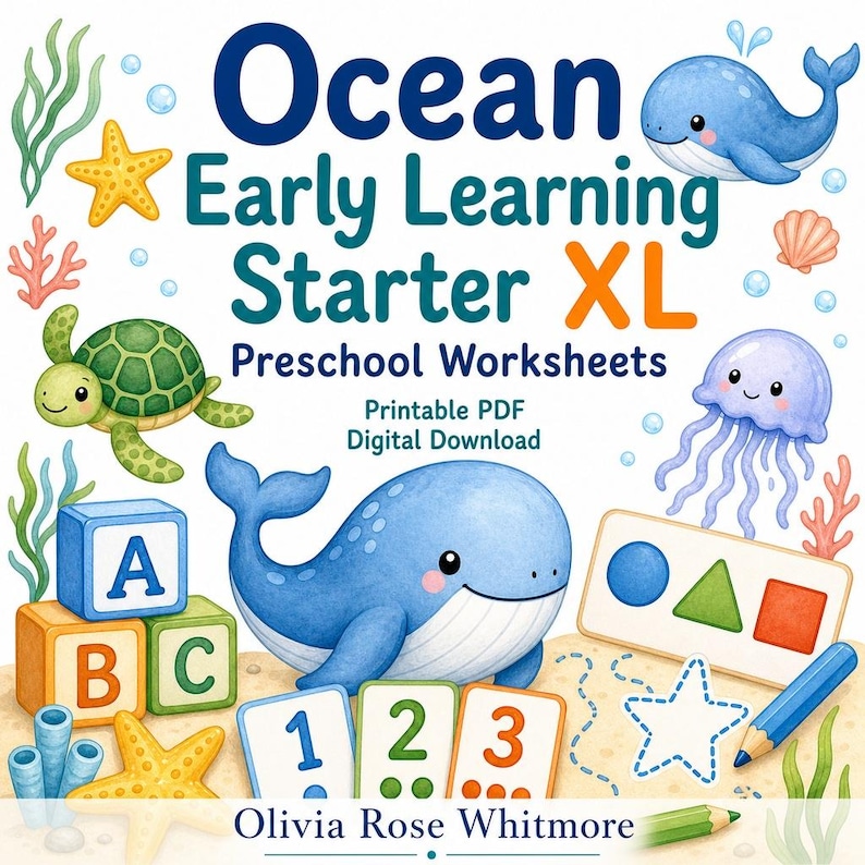 Ocean Frühlern-Starter XL | Vorschul Arbeitsblätter | Druckbare PDF | Digitaler Download Bild 1
