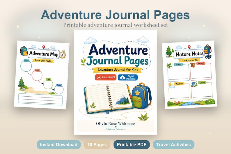 Adventure Journal Pages | Adventure Journal for Kids | Printable PDF | Digital Download image 2