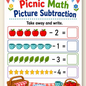 Picnic Math Mix | Addition and Subtraction Worksheets | Printable PDF | Digital Download image 9