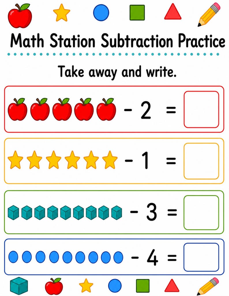 Kindergarten Math Station | Kindergarten Math Worksheets | Printable PDF | Digital Download image 7