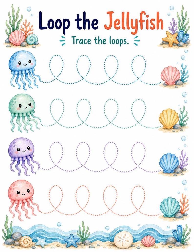Starfish Fine Motor Lines | Fine Motor Skills Worksheets | Printable PDF | Digital Download image 6