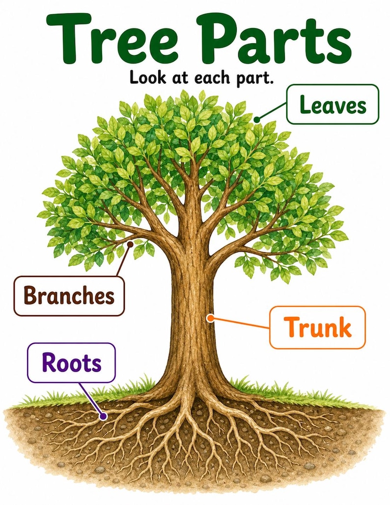 Explorateur de parties d'arbre | Feuille de travail Parties d'un arbre | PDF imprimable | Téléchargement numérique image 3