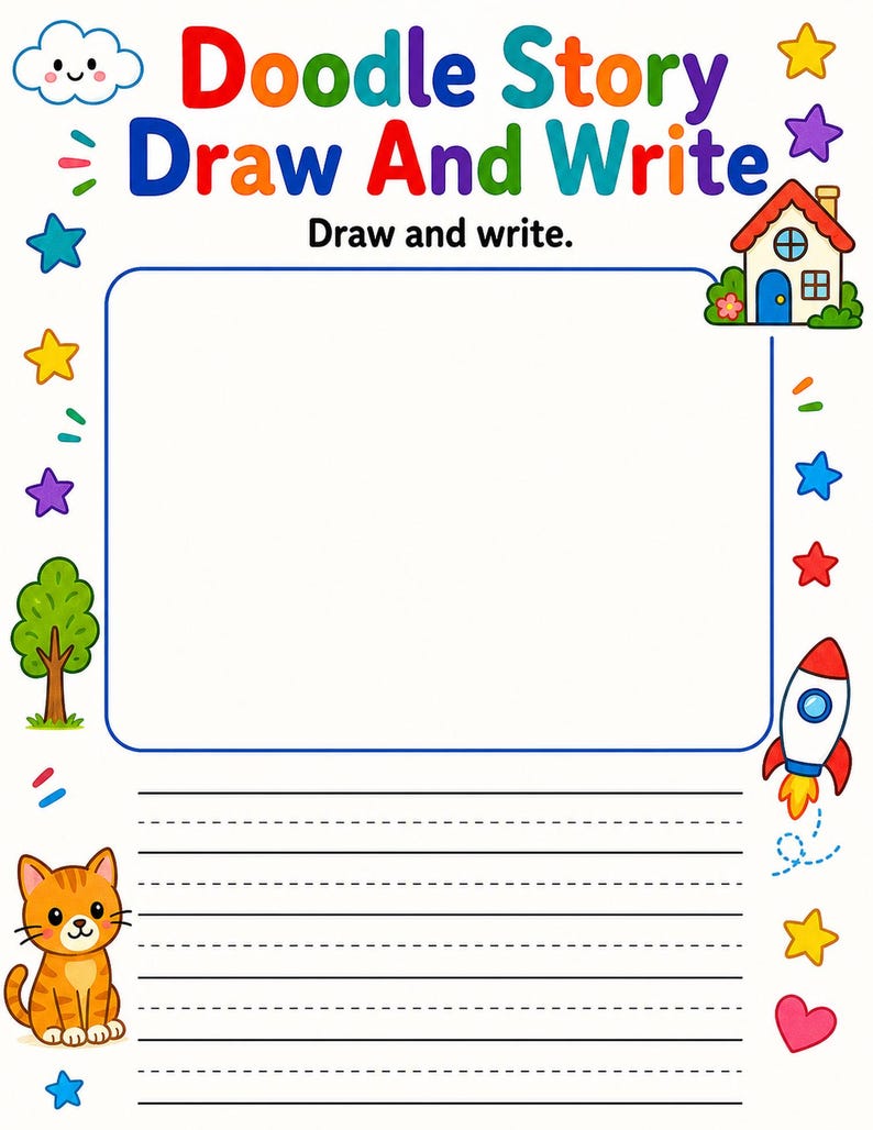 Doodle Story Starters | Drawing Prompts for Kids | Printable PDF | Digital Download image 5