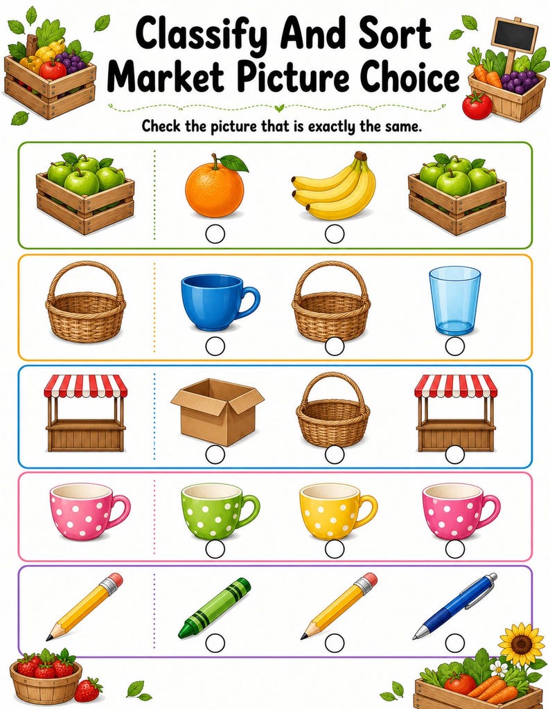 Classify And Sort Market | Classification Worksheets | Printable PDF | Digital Download image 3