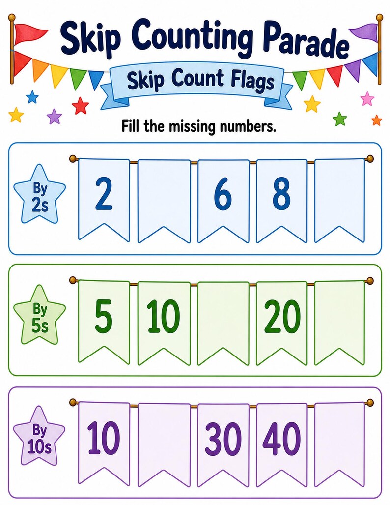 Skip Counting Parade | Skip Counting Worksheets | Printable PDF | Digital Download image 7