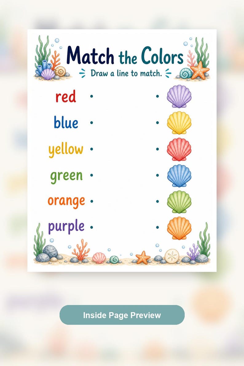 Ocean Color Splash | Color Worksheets | Printable PDF | Digital Download image 9