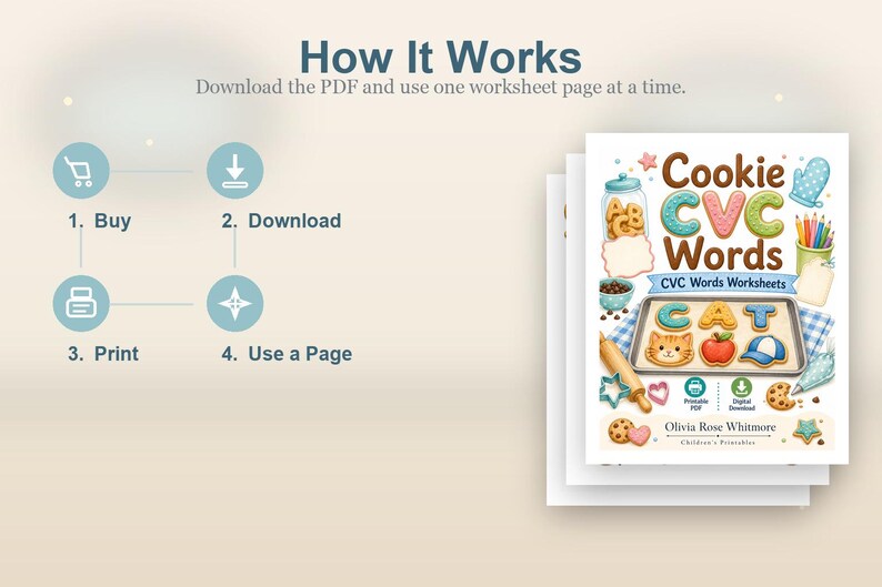 Cookie CVC Wörter | CVC Wörter Arbeitsblätter | Druckbare PDF | Digitaler Download Bild 8