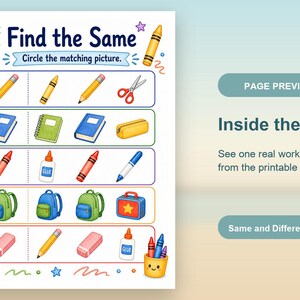 Same Different School | Same and Different Worksheets | Printable PDF | Digital Download image 10