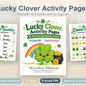 Aktivitetsblad för lyckoklöver | Aktivitetsblad för St Patricks Day | Utskrivbar PDF | Digital nedladdning bild 2