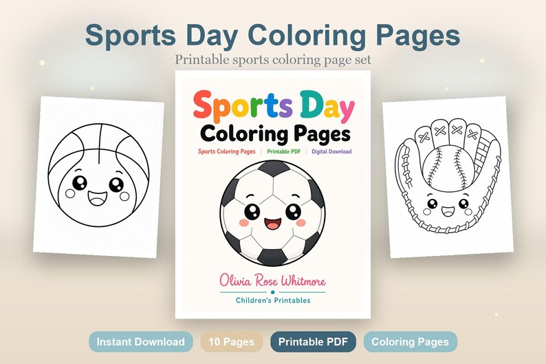 Kleurplaten Sportdag | Sport kleurplaten | Afdrukbare pdf | Digitale download afbeelding 2